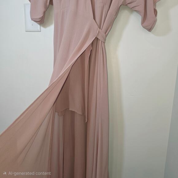 REFORMATION Winslow Wrap Maxi Dress Champagne Blush Tie Back Flowy Sz XL - Picture 7 of 13